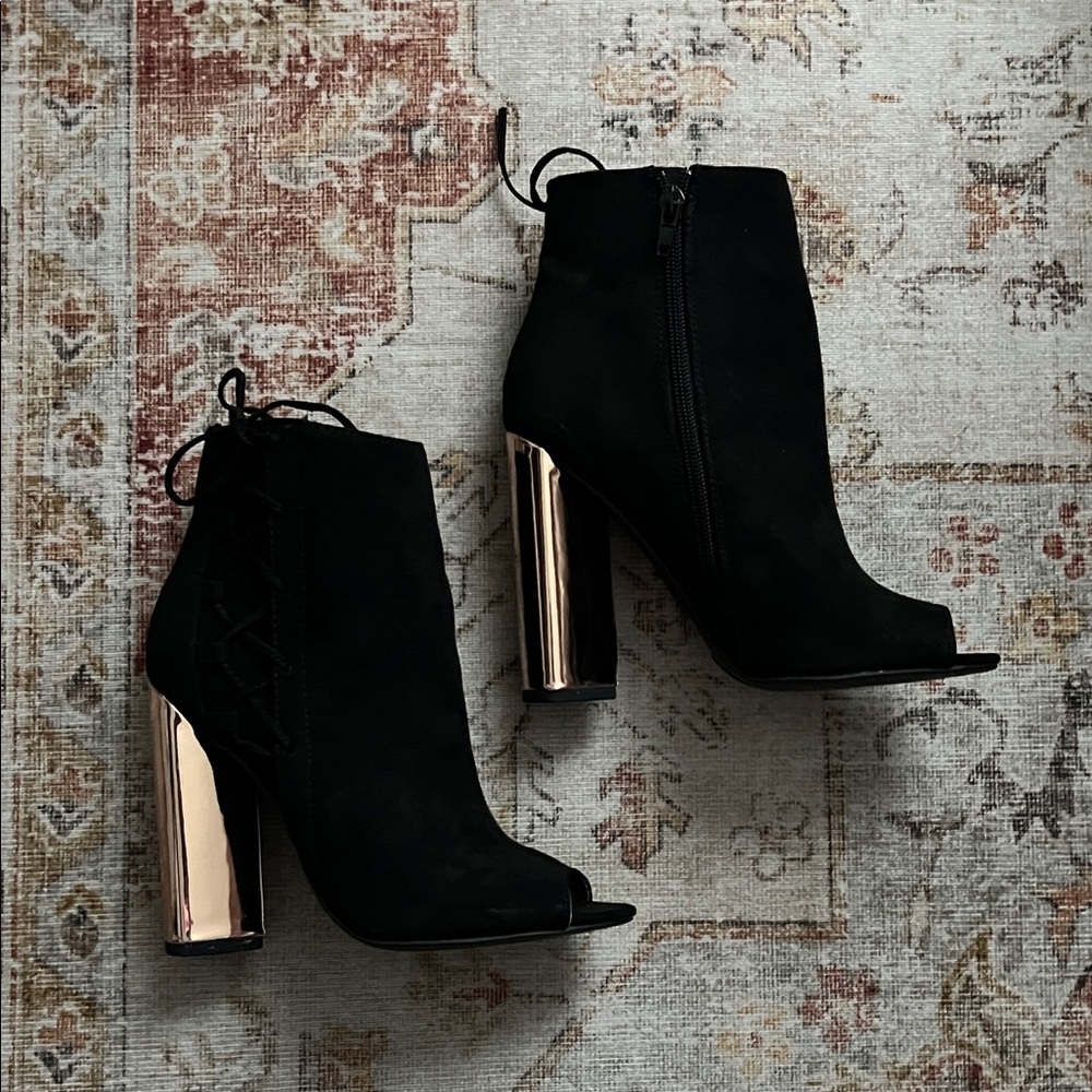 Peep Toe Block Heel Bootie